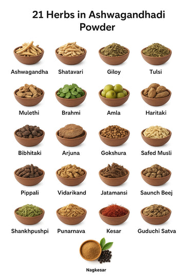 Vita Ayur Ashwagandhadi Powder – 21 Herbs for Stress Relief, Immunity & Better Sleep